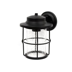 1 Lt Black Cage Exterior Light – Matte Black