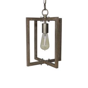 1 Lt  Driftwood Mini Pendant -Brushed Nickel Accents