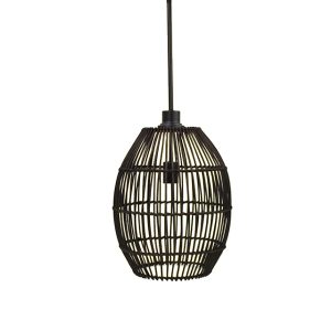 1 Lt Black Rattan Pendant