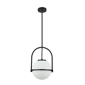 1 Light White Glass and Metal Pendant