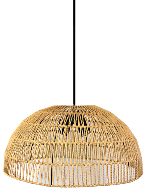 2 Light Rattan and Black Corded Pendant
