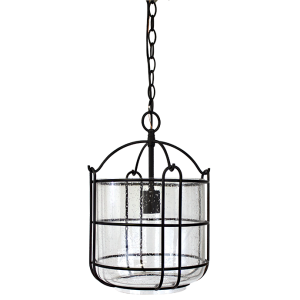 1 Light Seedy Glass and Metal Pendant