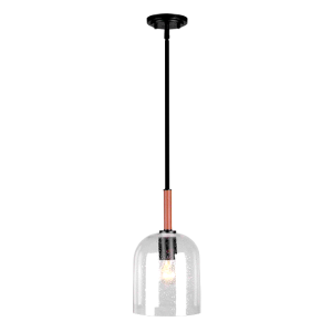 Stick Pendant with Leather Accent and Seeded Glass