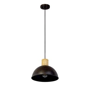 1 Lt Metal and Wood Pendant