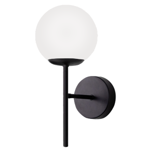 1 Light Matte Black Wall Sconce w/ White Glass