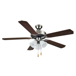 52″ Combo Fan with 3 Lt Tulip Light Kit – Brushed Nickel with Dark Oak / Dark Walnut Blades