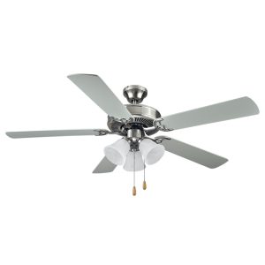 52″ Combo Fan with 3 Lt Tulip Light Kit – Brushed Nickel with White Blades