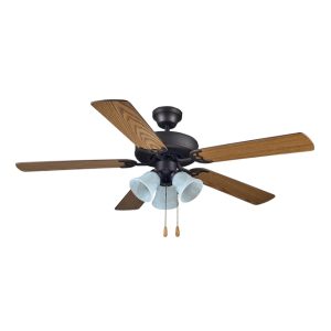 52″ Combo Fan with 3 Lt Tulip Light Kit – Rustic Bronze with Dark Oak / Dark Walnut Blades