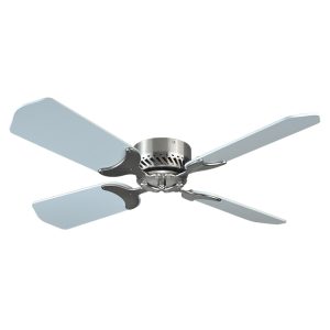 36″ 12V 4 Blade Fan with Wall Switch – Brushed Nickel with White Blades