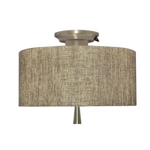 LED Satin Nickel Ceiling Light with Brown Tweed Shade
