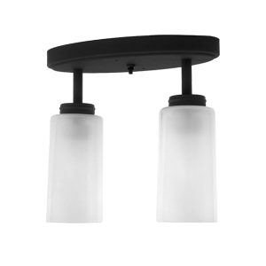 Textured Black LED 2-Light Ceiling with Acrylic Shade