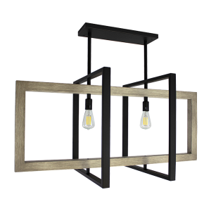 Textured Black Island with Painted Wood Frame