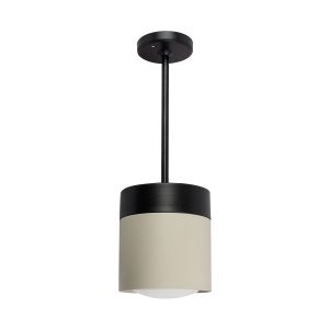 17” Satin Black Pendant with Off White Accent