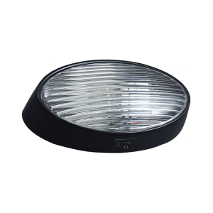 Oval Porch Light Black Clear Lens with Switch